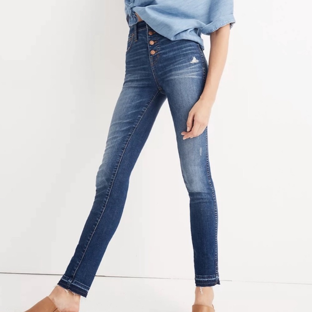 MADEWELL 10” HIGH RISE SKINNY JEANS HEM EDITION 26” BLUE 25